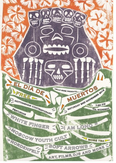 Póster del Día de Muertos en Nottingham. 