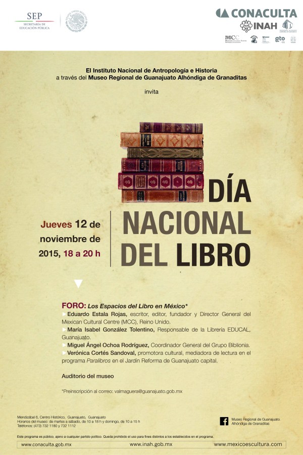 Para más información: https://mexicanculturalcentre.com/2015/10/28/dia-nacional-del-libro-en-mexico/